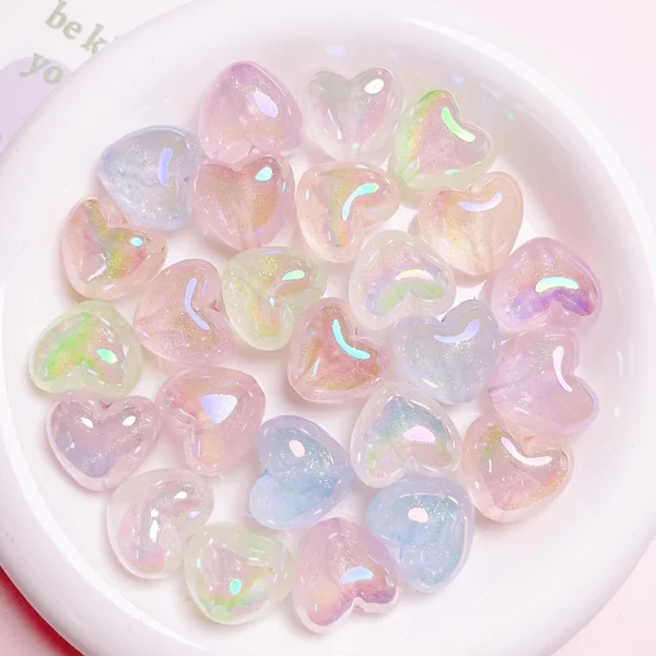 Color Glitter Heart Acrylic Beads