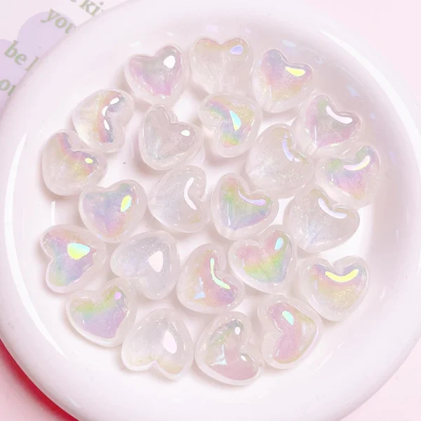 Color Glitter Heart Acrylic Beads