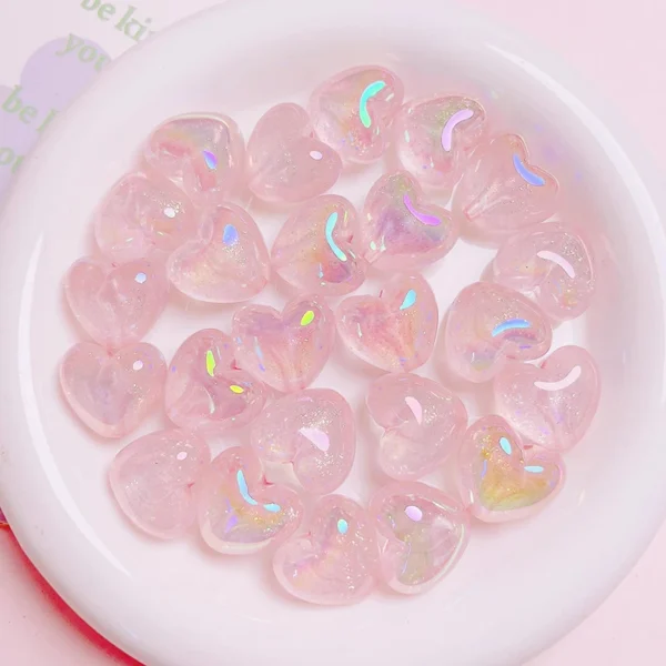 Color Glitter Heart Acrylic Beads